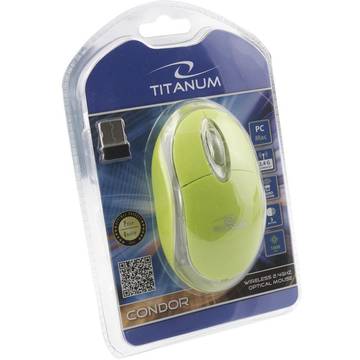 Mouse ESPERANZA Titanum Condor USB, Wireless, 1000 DPI, Verde