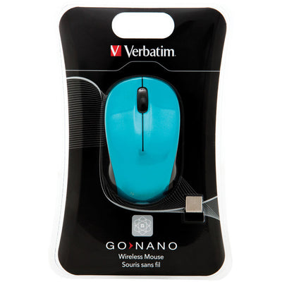 Mouse wireless compact Verbatim Go Nano de 1600 DPI în culoare albastră