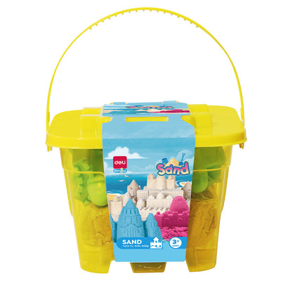 Nisip Kinetic Galetusa 500G + 6 Forme Modelaj Galben Deli