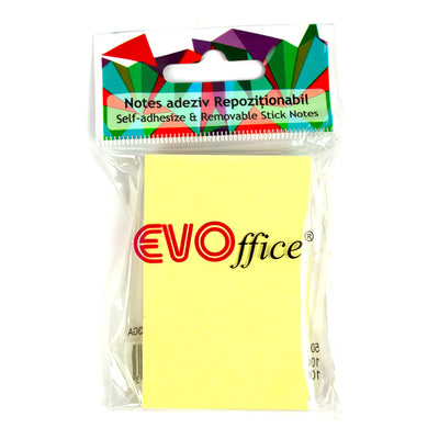 Notes Autoadeziv 50*75 Mm, Galben, 100 File Evoffice