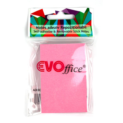 Notes Autoadeziv 50*75 Mm, Roz, 100 File Evoffice