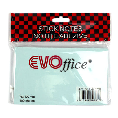 Notes Autoadeziv 76*127 Mm, Albastru Pastel, 100 File Evoffice