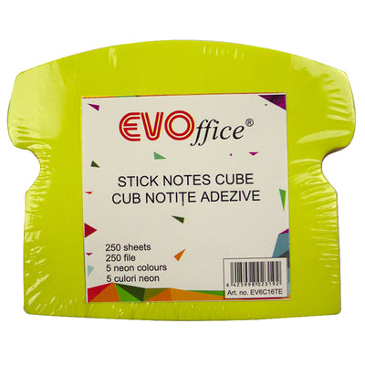 Notes Autoadeziv Cub Color 250 File, 5 Culori Neon, Telefon Evoffice