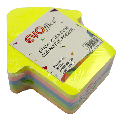 Notes Autoadeziv Cub Color 250 File, 5 Culori Neon Sageata Evoffice