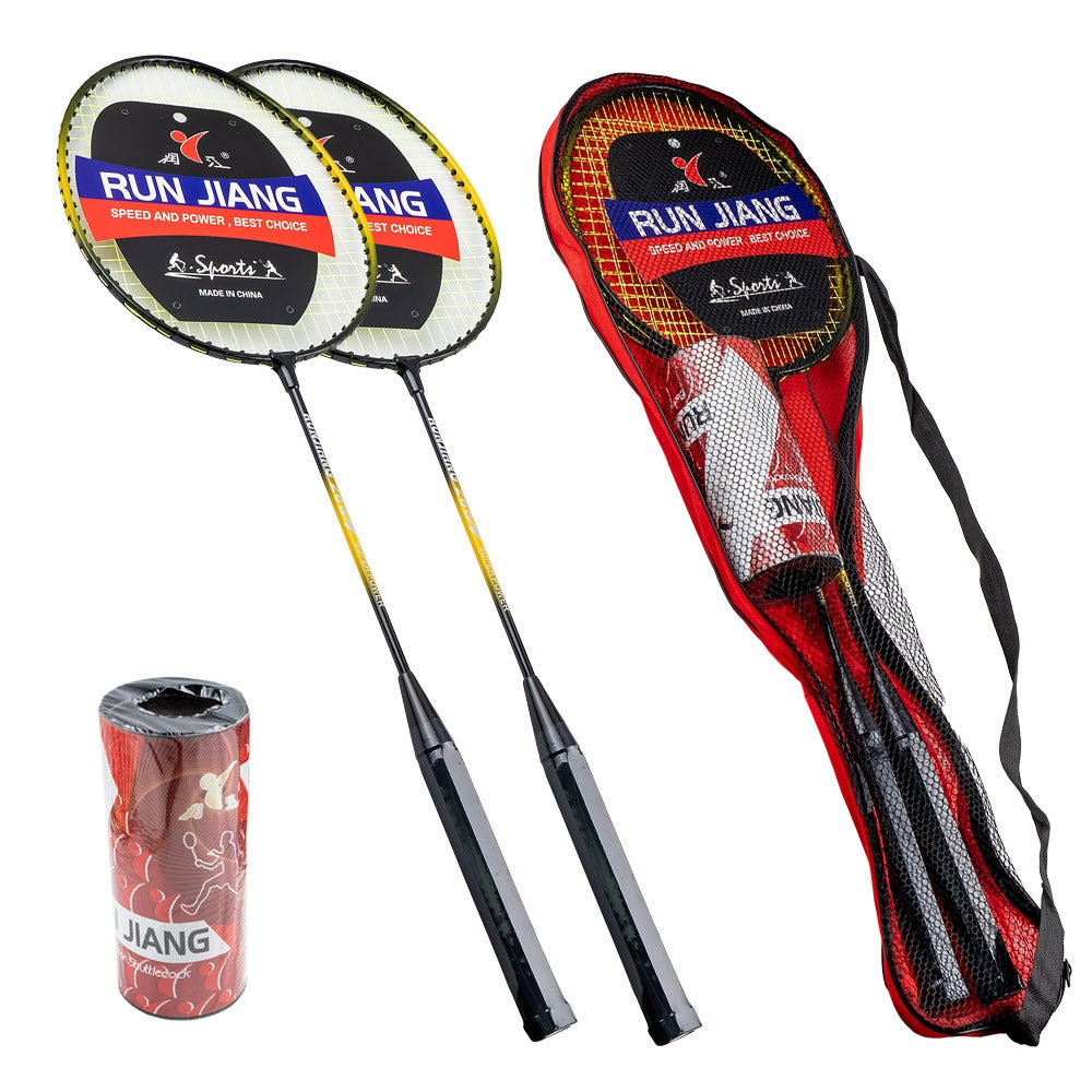 Palete badminton in husa, 2 buc/set + fluturasi