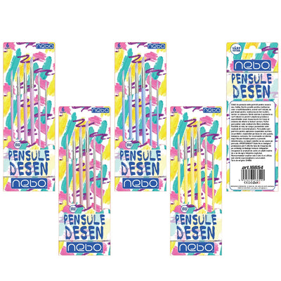 Pensule Desen, Culori Pastel, Varf Rotund, 6 Buc/Set -Nebo