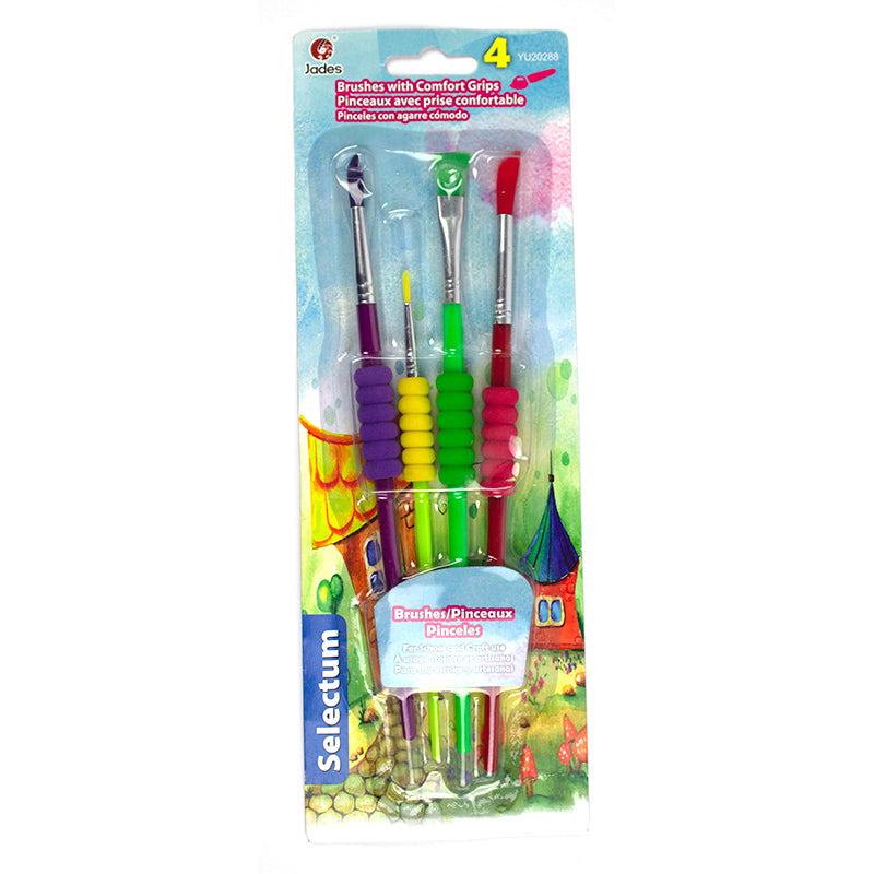 Set 4 Pensule Diferite, Par Sintetic, Soft Touch, Maner Color Evoffice