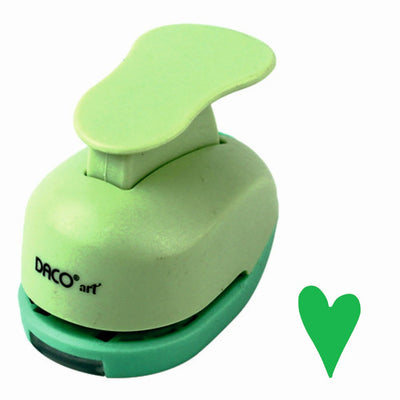 Perforator hobby verde cu model inimă de 1.6 cm utilizat în proiecte creative și scrapbooking.
