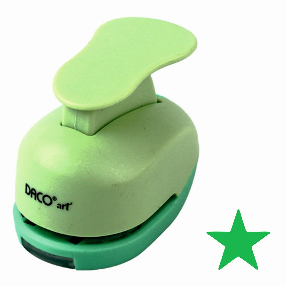 Perforator hobby verde cu model stea de 1.6 cm utilizat în proiecte creative și scrapbooking