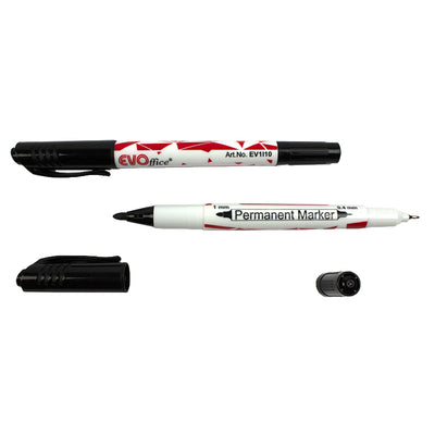 Permanent Marker Negru 2 Capete: Ultrafine 0.4 Mm Si Fine 1 Mm Evoffice
