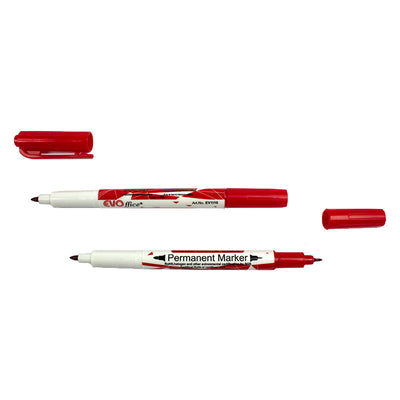 Permanent Marker Rosu 2 Capete: Ultrafine 0.4 Mm Si Fine 1 Mm Evoffice