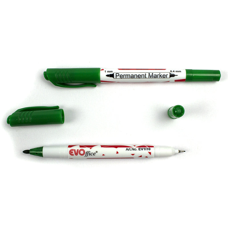 Permanent marker verde 2 capete: Ultrafine 0.4 mm si Fine 1 mm EVOffice