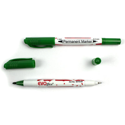 Permanent Marker Verde 2 Capete: Ultrafine 0.4 Mm Si Fine 1 Mm Evoffice