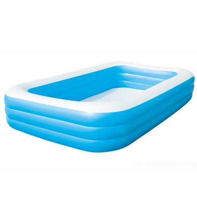 Piscina gonflabilă dreptunghiulară pentru grădină, dimensiune 262x175x60 cm, cu 3 inele stabile, ideală pentru relaxarea întregii familii în zilele de vară