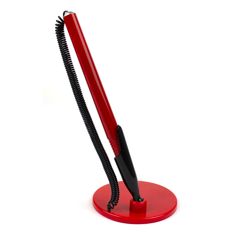 Pix birou, baza rotunda, snur plastic, varf metalic, rosu EVOffice