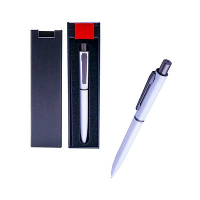 Pix Metal Alb In Cutie Cadou, Cu Mecanism, Mina Albastra - Offishop