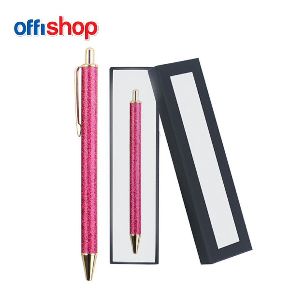 Pix Metal Sidefat Roz In Cutie Cadou, Cu Mecanism, Mina Albastra - Offishop