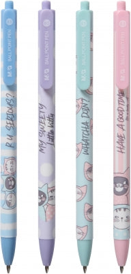 Pix retractabil M&G So Many Cats în culori pastel cu corp decorat cu pisici și scriere fină de 0.5 mm.