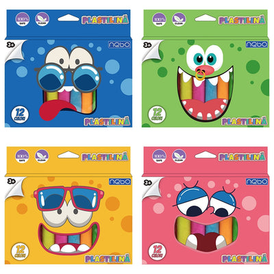 Plastilina 12 Culori, 190G, In Cutie - Nebo
