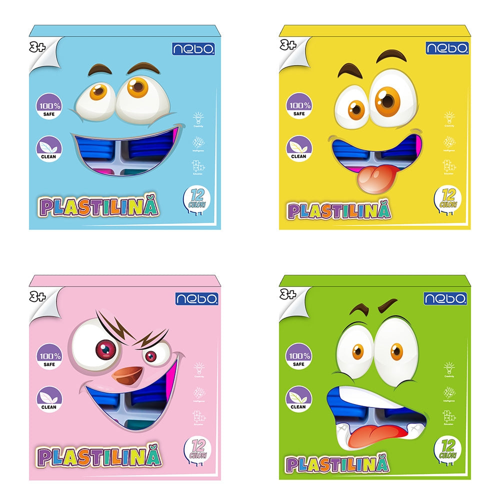 Plastilina 12 Culori, 240G, In Cutie - Nebo