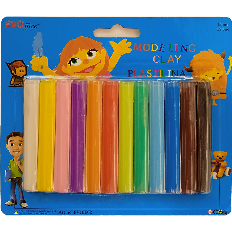 Plastilina 12 Culori/Set, 160 Gr Evoffice