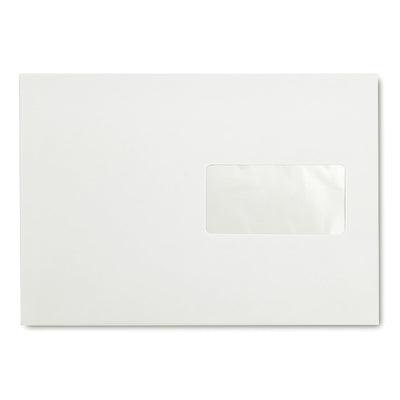 Plic alb format C5 cu fereastră pe dreapta, dimensiune 162x229 mm, închidere siliconică, ideal pentru facturi și corespondență de afaceri.