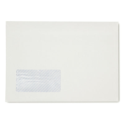 Plic alb format C5 cu fereastră pe stânga, dimensiune 162x229 mm, închidere siliconică, ideal pentru expedierea facturilor și scrisorilor oficiale.