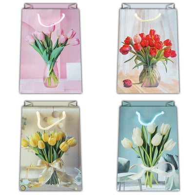 Punga Cadou Cu Flori, 17.5X24X8 Cm