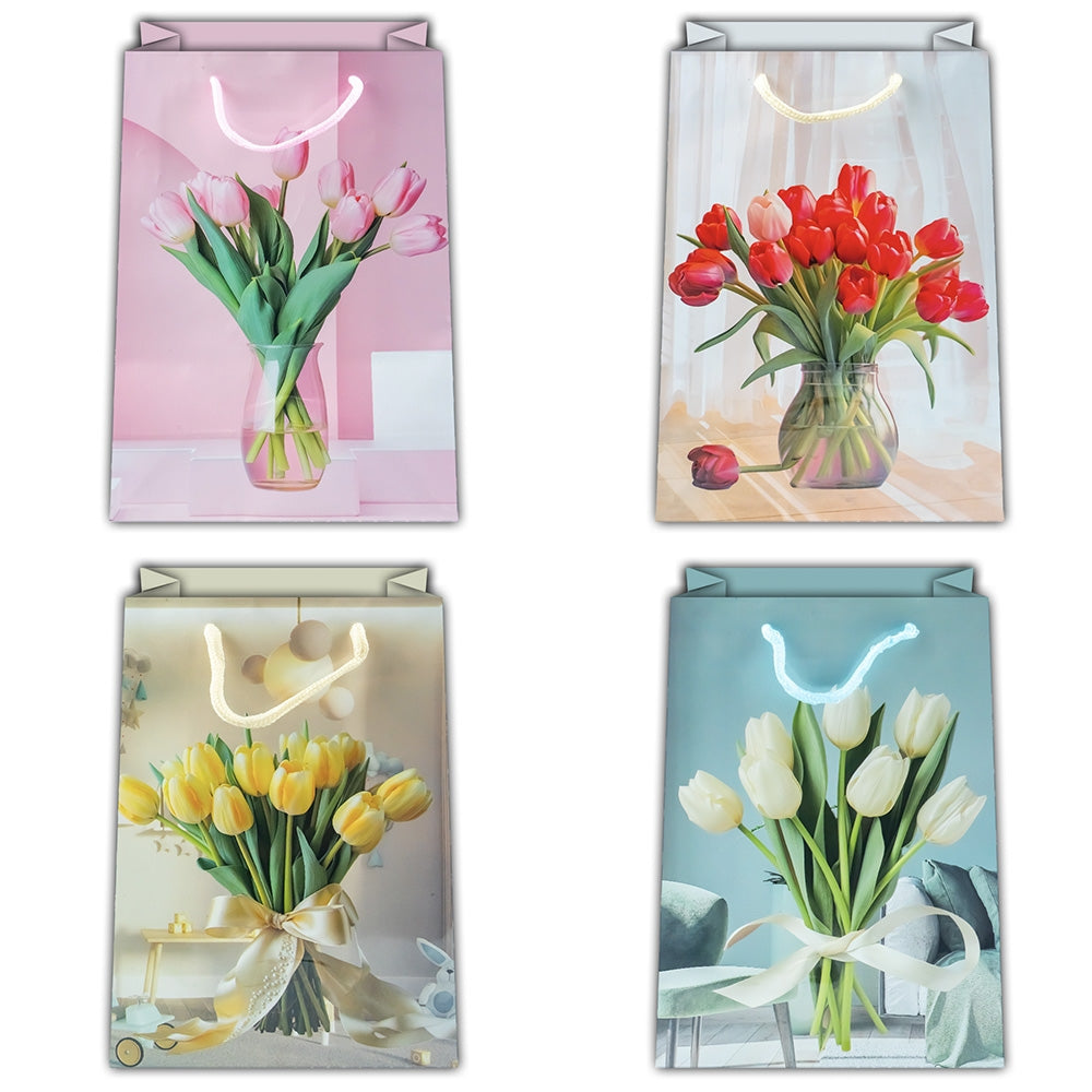 Punga Cadou Cu Flori, 17.5X24X8 Cm