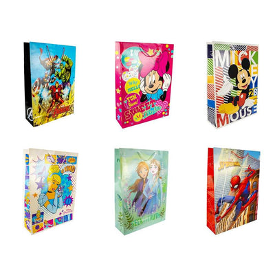 Pungă cadou gigant din hârtie Disney Canpol 81x51x17.5 cm cu personaje asortate și mâner textil pentru cadouri mari