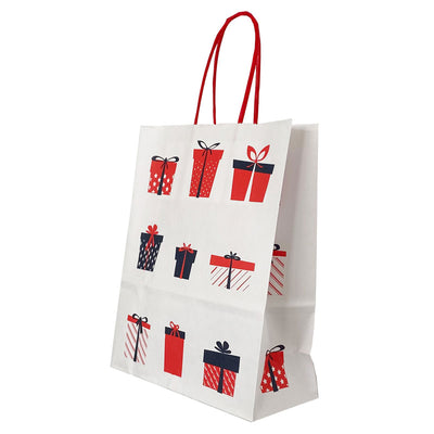 Punga Hartie Maner Rasucit 18 X 8 X 22 Cm Alb/Alb Craciun Papiroti