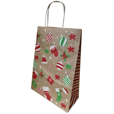 Punga Hartie Maner Rasucit 26 X 12 X 35 Cm Maro Glob Craciun Papiroti