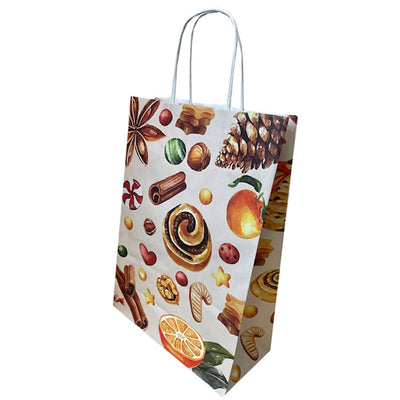 Punga Hartie Maner Rasucit 32 X 12 X 41 Cm Alb Prajituri Craciun Papiroti