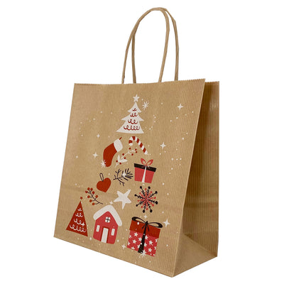 Punga Hartie Maner Rasucit 32 X 12 X 41 Cm Maro/Maro Copac Craciun Papiroti