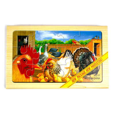 Puzzle Din Lemn 20*13 Cm, 12 Piese, 4 Modele / Cutie