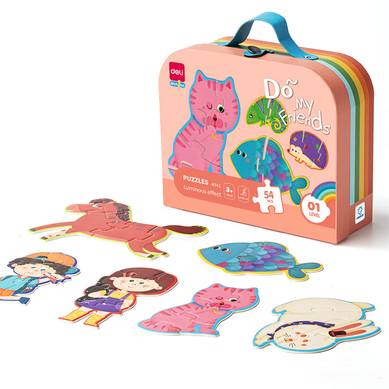 Puzzle Geanta Cadou 54 Piese Efect Luminos Friends 3+ Deli