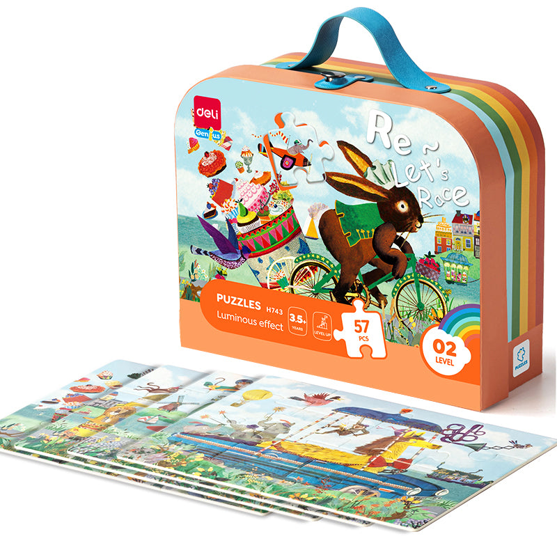 Puzzle Geanta Cadou 57 Piese Efect Luminos Race 3.5+ Deli