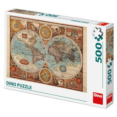 Puzzle 500 Piese, Harta Lumii - Dino Toys