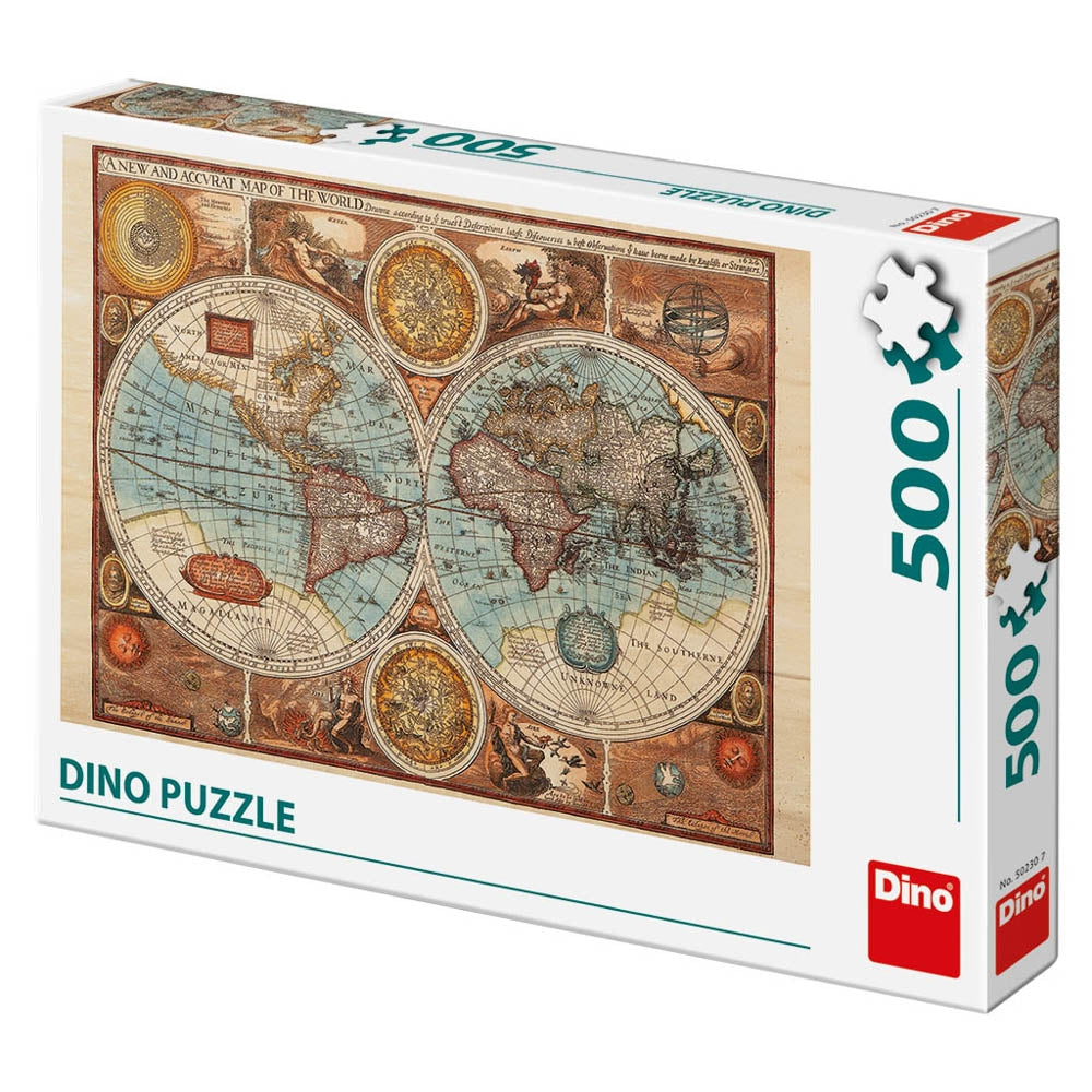 Puzzle 500 Piese, Harta Lumii - Dino Toys