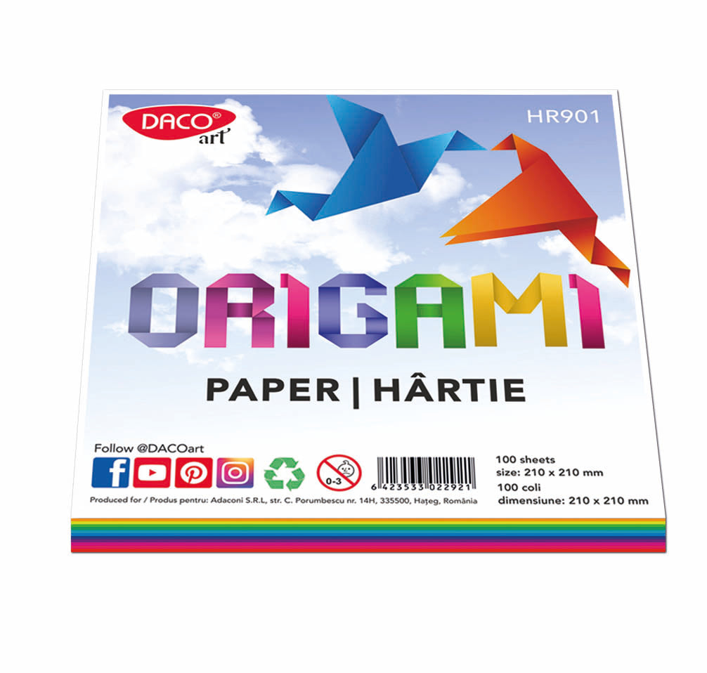 Hartie Origami 21X21Cm 100/Set Daco Hr901