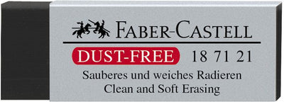Radiera neagra profesionala Faber-Castell Dust-Free 20 pentru creioane grafit dimensiune 63x22x12mm fara ftalati