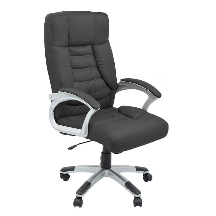 Scaun de birou ergonomic Bokai, Piele ecologica, Gri