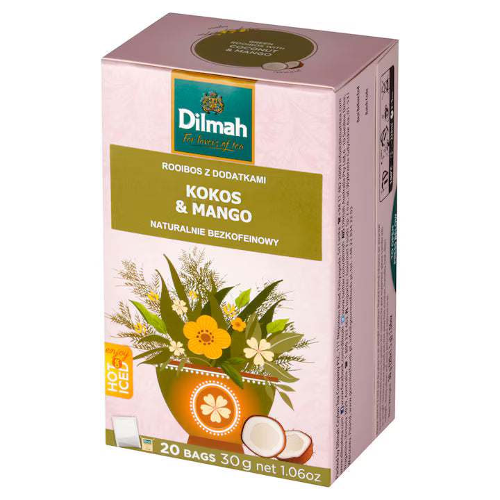 Ceai Dilmah, cocos si mango, set 20 plicuri, 30 g