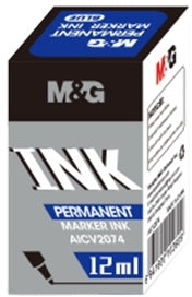 Rezerva cerneala albastra pentru marker permanent M&G 708 flacon 12ml baza ulei rezistenta la apa