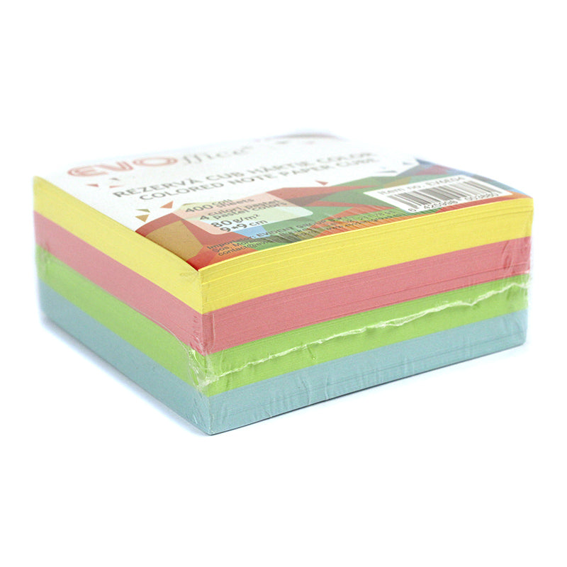 Cub Hartie 4 Culori Pastel Color 9*9 Cm, 400 File Evoffice
