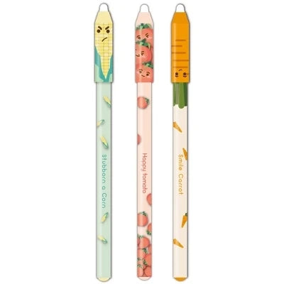 Roller gel cu cerneală termosensibilă M&G Cute Vegetable de 0.5 mm cu capac decorat cu legume haioase.