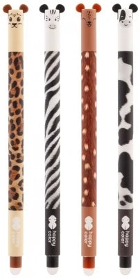 Roller gel cu cerneală termosensibilă Furry Safari Happy Color de 0.5 mm cu design exotic și gumă de șters.