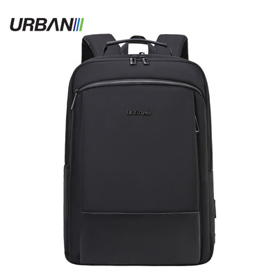 Rucsac profesional Urban Black Offishop pentru laptop 19 inch cu port USB si micro USB spate respirabil maner piele ecologica si poliester 1200D