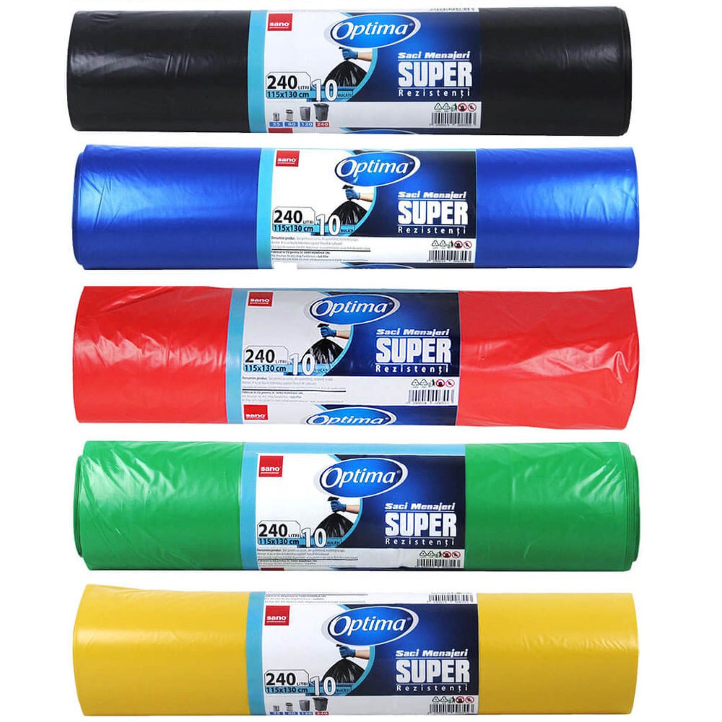 Saci Menajeri Negri Colectare Selectiva Sanooptima 240L 10Buc