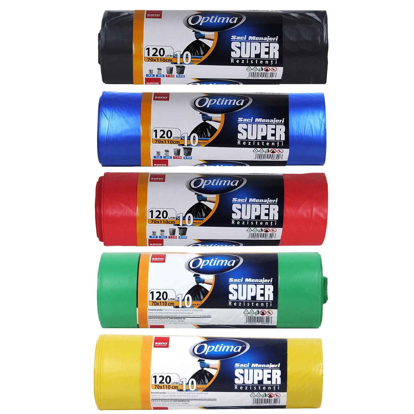 Saci Menajeri Negri Colectare Selectiva Sanooptima 120L 10Buc